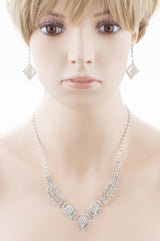 Bridal Wedding Jewelry Crystal Rhinestone Gorgeous Design Necklace J572 Silver