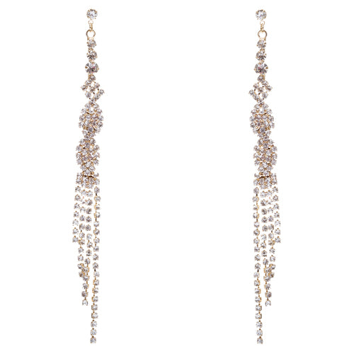 Bridal Wedding Jewelry Crystal Rhinestone Unique Long Drop Dangle Earrings E947G