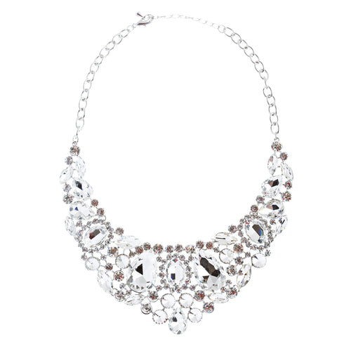 Bridal Wedding Jewelry Crystal Rhinestone Beautiful Embroidered Necklace J513SV