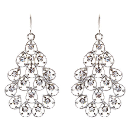 Multi Teardrop Dangle Fashion Earrings Clear Silver - Accessoriesforever
