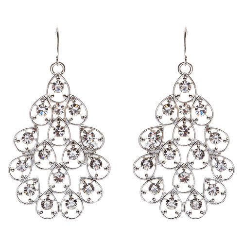 Multi Teardrop Dangle Fashion Earrings Clear Silver - Accessoriesforever