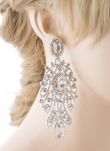 Bridal Wedding Jewelry Crystal Rhinestone Precisely Crafted Necklace E716 Silver - Accessoriesforever
