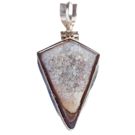 925 Sterling Silver Natural Gemstones Agate Druzy Pendant FJSVP2088