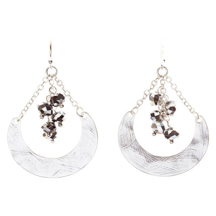 Crystal Cluster Hand Polished Drop Earrings Hematite - Accessoriesforever