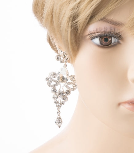 Bridal Wedding Jewelry Crystal Rhinestone Trendy Chic Dazzle Dangle Earrings SV - Accessoriesforever