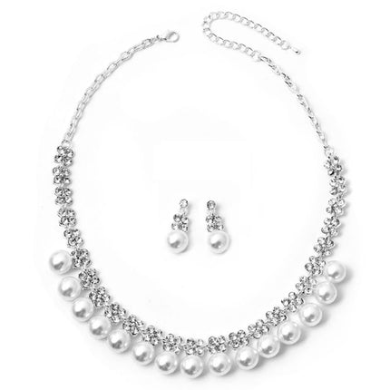 Bridal Wedding Prom Jewelry Set Crystal Rhinestone Pearl Classic Necklace J733 - Accessoriesforever