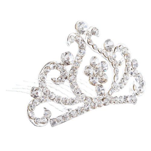 Bridal Wedding Jewelry Crystal Rhinestone Adorable Hair Comb Tiara H182 Silver