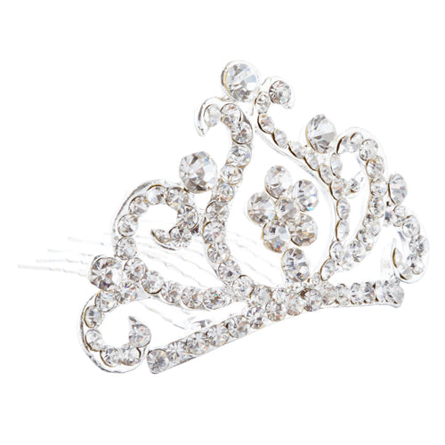 Bridal Wedding Jewelry Crystal Rhinestone Adorable Hair Comb Tiara H182 Silver - Accessoriesforever