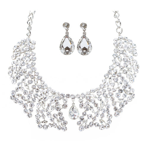 Bridal Wedding Jewelry Crystal Rhinestone Grand Finely Crafted Necklace J504SL
