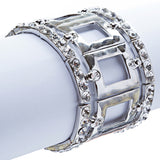 Fashion Square Linked Crystal Stretch Bracelet Silver