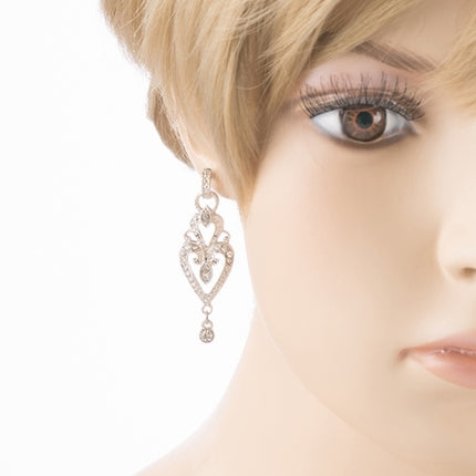 Bridal Wedding Jewelry Crystal Rhinestone Vintage Dangle Charm Earrings Silver - Accessoriesforever
