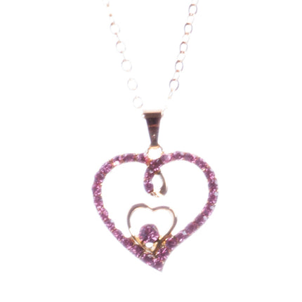 Valentines Jewelry Crystal Rhinestone Gorgeous Hearts Necklace N91 Pink