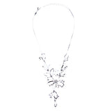 Bridal Wedding Jewelry Crystal Rhinestone Glittering Flower Necklace J573 Silver