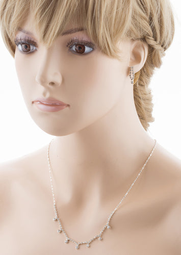 Bridal Wedding Jewelry Set Crystal Rhinestone Vintage Chic Necklace Silver - Accessoriesforever