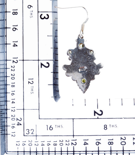 925 Sterling Silver Natural Gemstones Peridot Dangle Earrings FJSVE2160