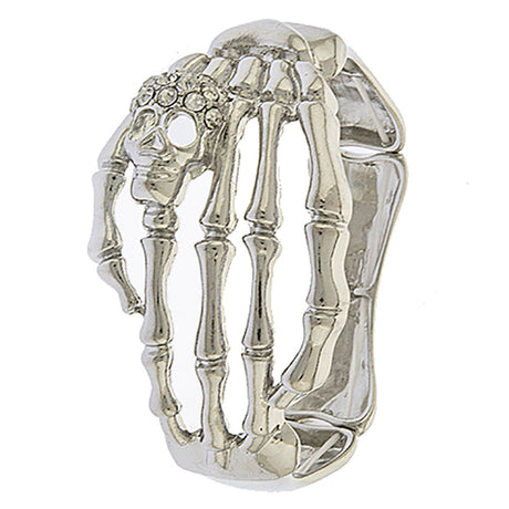 Halloween Costume Jewelry Crystal Rhinestone Skeleton Hand Stretch Bracelet B536