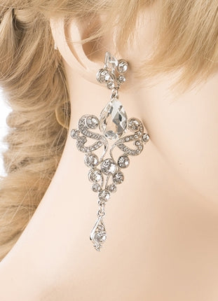 Bridal Wedding Jewelry Crystal Rhinestone Trendy Chic Dazzle Dangle Earrings SV - Accessoriesforever