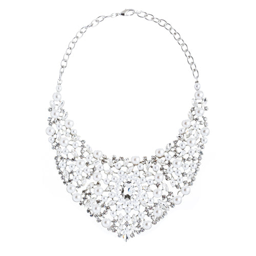 Bridal Wedding Jewelry Crystal Rhinestone Captivating Bib Necklace Set J519 WT