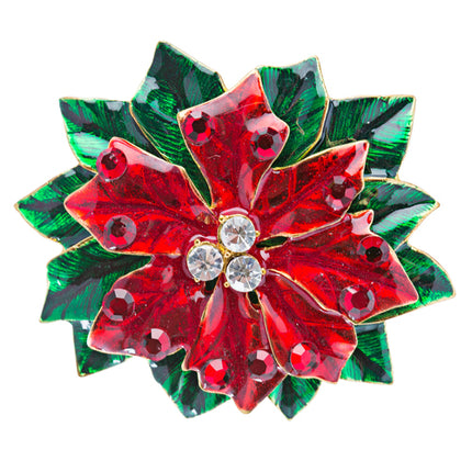 Christmas Jewelry Crystal Rhinestone Beautiful Mistletoe Charm Brooch Pin Red