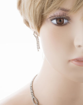 Bridal Wedding Jewelry Crystal Rhinestone Simple Linear Rows Necklace Silver - Accessoriesforever
