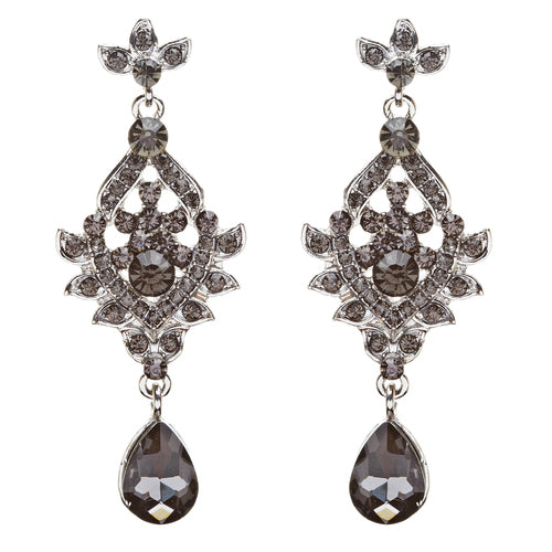 Bridal Wedding Jewelry Crystal Rhinestone Grand Flower Petals Earrings E734 BK