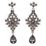 Bridal Wedding Jewelry Crystal Rhinestone Grand Flower Petals Earrings E734 BK