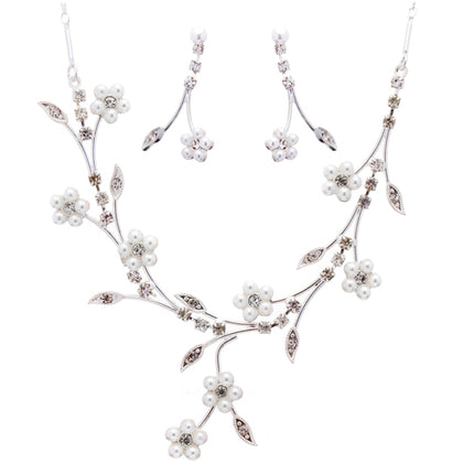 Bridal Wedding Jewelry Set Floral Vine Pearl Rhinestone - Accessoriesforever