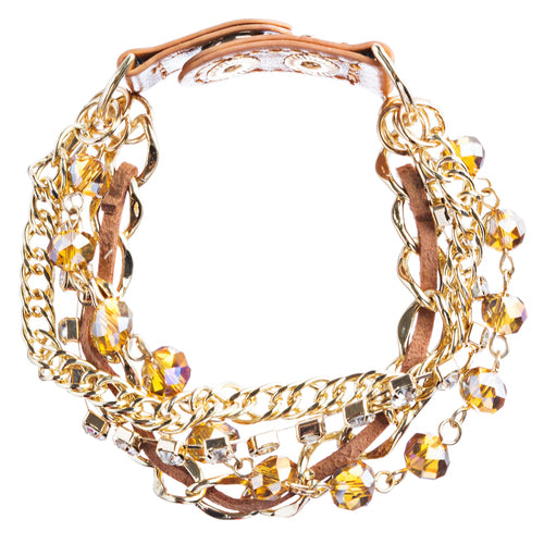 Modern Fashion Crystal Rhinestone Gorgeous Multi Layered Bracelet B464 Brown