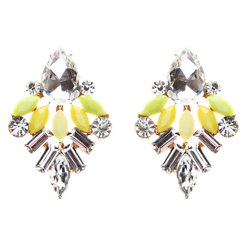 Modern Fashion Crystal Rhinestone Attractive Tear Drop Earrings E807 Yellow