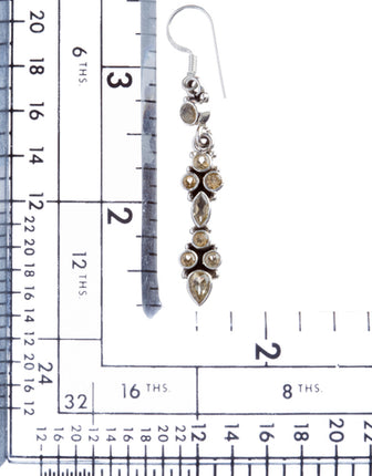 925 Sterling Silver Natural Gemstones Citrine Dangle Earrings FJSVE2149 - Accessoriesforever