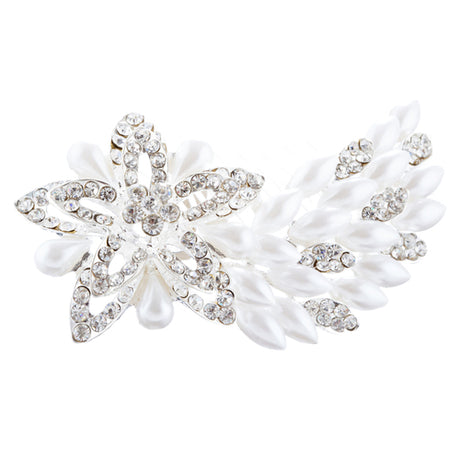 Bridal Wedding Jewelry Crystal Pearl Dazzle Floral Decorative Hair Comb H183 SV