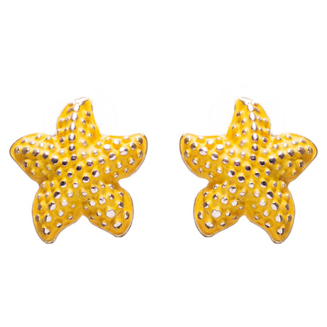 Nautical Jewelry Adorably Cute & Tiny Starfish Stud Earrings E932 Yellow