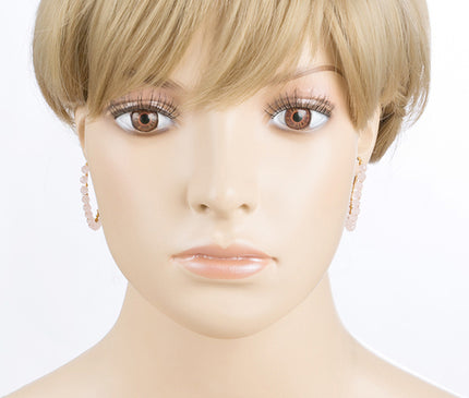 Crystal Wired Handmade Beautiful Fashion Dangle Hoop Earrings Gold Pink - Accessoriesforever