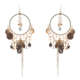 Multi Charms & Chains Floral Heart Drop Earrings Gray