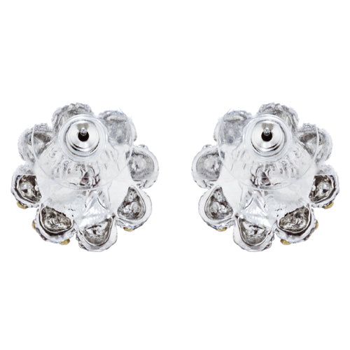 Bridal Wedding Jewelry Crystal Rhinestone Pearl Flowers Stud Earrings Silver WT