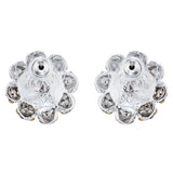 Bridal Wedding Jewelry Crystal Rhinestone Pearl Flowers Stud Earrings Silver WT
