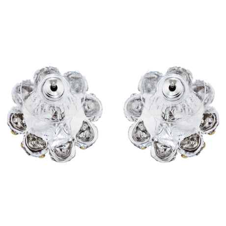 Bridal Wedding Jewelry Crystal Rhinestone Pearl Flowers Stud Earrings Silver WT