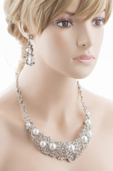 Bridal Wedding Jewelry Crystal Rhinestone Intricate Interwoven Necklace J522 SLV