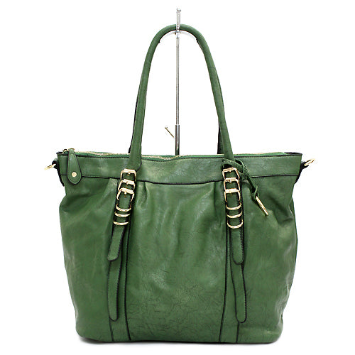 Faux Leather Buckle Design Fashion Tote Handbag Bag Beautiful Green