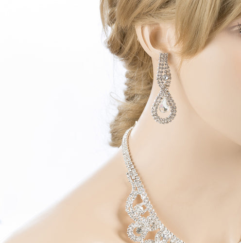 Bridal Wedding Jewelry Crystal Rhinestone Exquisite Tear Drop Earrings J587Clear