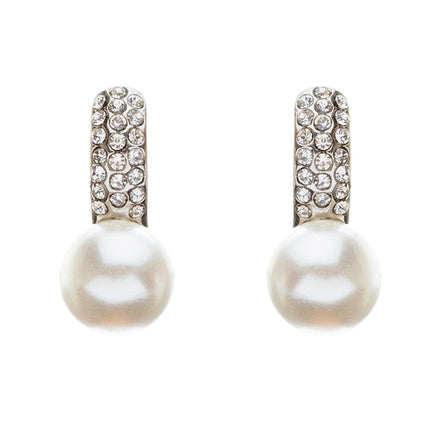 Bridal Wedding Jewelry Crystal Rhinestone Pearl Classic Liner Dangle Earrings SV - Accessoriesforever