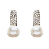 Bridal Wedding Jewelry Crystal Rhinestone Pearl Classic Liner Dangle Earrings SV