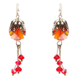 Fashion Chic Crystal Rhinestone Charming Gold Plate Dangle Earrings E831 Red