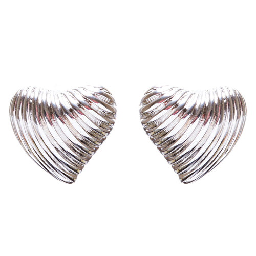 Valentines Jewelry Simple Yet Classy Curvy Heart Stud Earrings E931 Silver