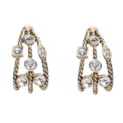Fashion Trendy Chic Crystal Rhinestone Stylish Sparkle Hoop Earrings Gold