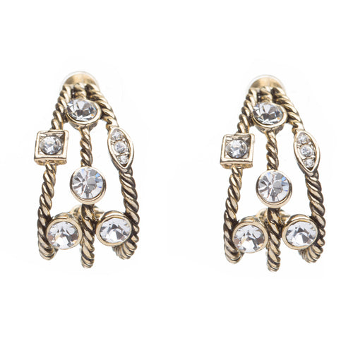 Fashion Trendy Chic Crystal Rhinestone Stylish Sparkle Hoop Earrings Gold
