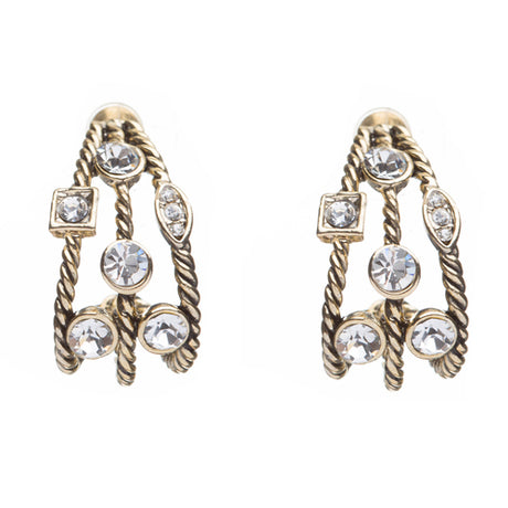 Fashion Trendy Chic Crystal Rhinestone Stylish Sparkle Hoop Earrings Gold