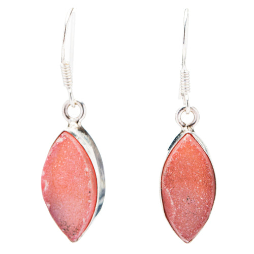 925 Sterling Silver Natural Gemstones Druzy Dangle Earrings FJSVE2110
