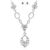 Bridal Wedding Jewelry Crystal Rhinestone Vintage Style Necklace Set J689 Silver