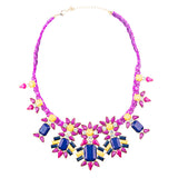 Beautiful Formica Crystal Glass Stone Stunning Statement Jewelry Necklace Purple